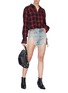 Figure View - Click To Enlarge - R13 - 'Shredded Slouch' denim shorts