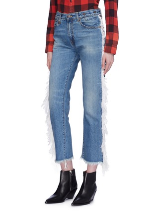 Front View - Click To Enlarge - R13 - 'Fringe Bowie' shredded outseam jeans