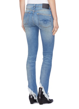 Back View - Click To Enlarge - R13 - 'Kate Skinny' shredded angled cuff jeans