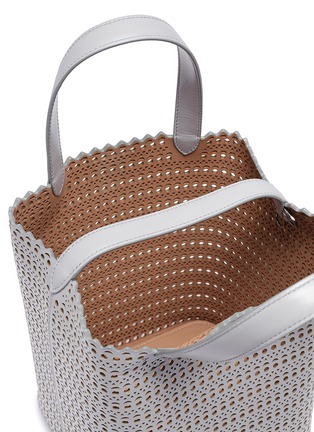 Detail View - Click To Enlarge - ALAÏA - 'Vienne' mini geometric lasercut leather bucket bag