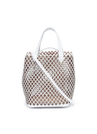 Main View - Click To Enlarge - ALAÏA - Stud diamond lasercut mini leather bucket bag