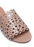 Detail View - Click To Enlarge - ALAÏA - Geometric lasercut leather slide sandals