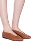 Figure View - Click To Enlarge - PEDDER RED - 'Abby' choked-up leather ballerinas