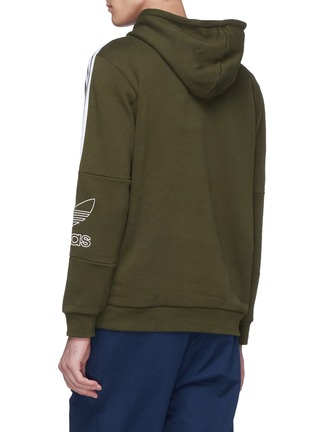 Back View - Click To Enlarge - ADIDAS - 'Outline' 3-Stripes Trefoil logo embroidered sleeve hoodie