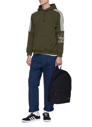 Figure View - Click To Enlarge - ADIDAS - 'Outline' 3-Stripes Trefoil logo embroidered sleeve hoodie