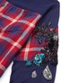  - DRY CLEAN ONLY - 'Shaylee' floral embellished mesh panel check plaid shirt