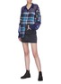 Figure View - Click To Enlarge - DRY CLEAN ONLY - 'Shaylee' floral embellished mesh panel check plaid shirt