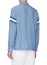 Back View - Click To Enlarge - 73387 - Graphic embroidered stripe sleeve chambray shirt