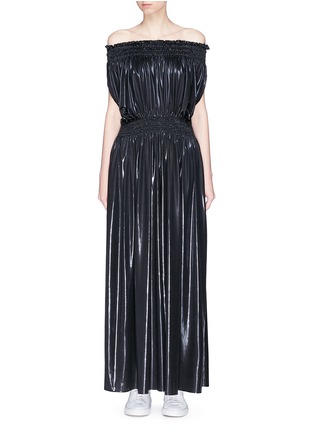 Main View - Click To Enlarge - NORMA KAMALI - 'Peasant' gathered off-shoulder lamé jumpsuit