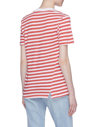Back View - Click To Enlarge - BASSIKE - Split hem stripe organic cotton T-shirt