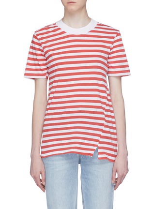 Main View - Click To Enlarge - BASSIKE - Split hem stripe organic cotton T-shirt