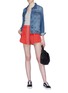 Figure View - Click To Enlarge - BASSIKE - Layered cuff twill drawstring shorts