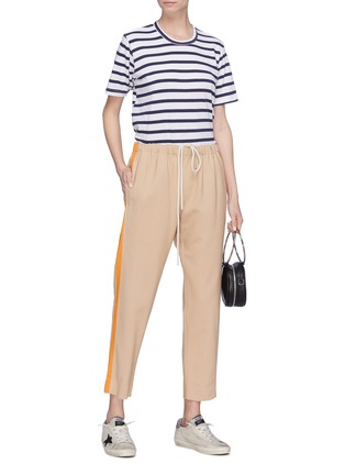 Figure View - Click To Enlarge - BASSIKE - Stripe outseam slim fit drawstring suiting pants