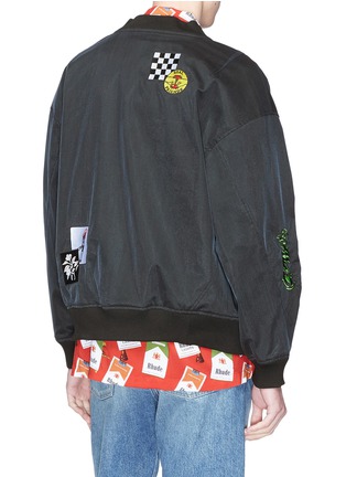 Back View - Click To Enlarge - GROUND ZERO - Mix appliqué mesh overlay bomber jacket