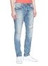 Front View - Click To Enlarge - DENHAM - 'Razor' ripped slim fit denim jeans