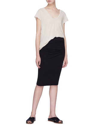 Figure View - Click To Enlarge - JAMES PERSE - Shirred jersey skirt