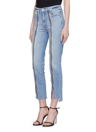 Front View - Click To Enlarge - MOTHER - 'The Rascal' zip front stepped cuff cropped jeans