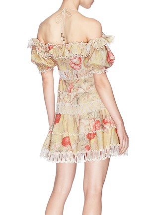 Back View - Click To Enlarge - ZIMMERMANN - 'Melody' ruffle floral print off-shoulder dress