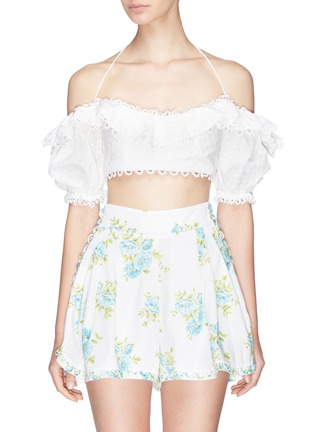 Main View - Click To Enlarge - ZIMMERMANN - 'Melody' ruffle off-shoulder cropped top