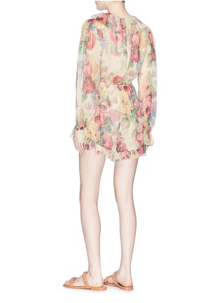 Back View - Click To Enlarge - ZIMMERMANN - 'Melody' ruffle floral print organza floating playsuit