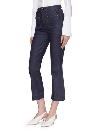 Front View - Click To Enlarge - KHAITE - 'Raquel' contrast topstitching cropped jeans