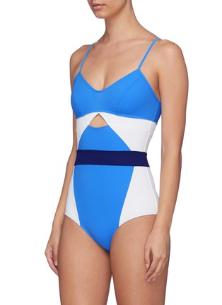 Figure View - Click To Enlarge - FLAGPOLE SWIM - 'Joellen' cutout colourblock one-piece swimsuit