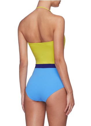 Back View - Click To Enlarge - FLAGPOLE SWIM - 'Rita' colourblock halterneck one-piece swimsuit