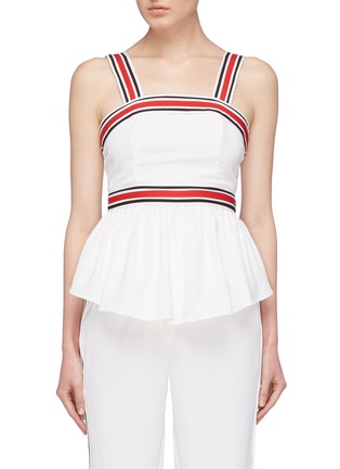 Main View - Click To Enlarge - C/MEO COLLECTIVE - 'Be Moved' stripe border sleeveless peplum top