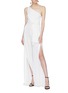 Figure View - Click To Enlarge - C/MEO COLLECTIVE - 'Recollect' split outseam sash tie one-shoulder jumpsuit