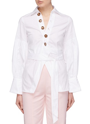 Main View - Click To Enlarge - C/MEO COLLECTIVE - 'Definitive' puff sleeve sash tie wrap shirt