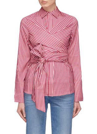 Main View - Click To Enlarge - C/MEO COLLECTIVE - 'Believe In Me' wrap overlay stripe shirt