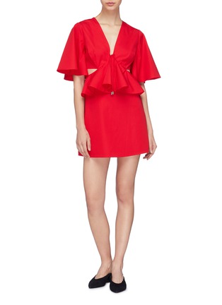 Figure View - Click To Enlarge - C/MEO COLLECTIVE - 'Temporary Love' cutout waist ruffle mini dress