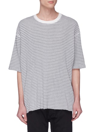 Main View - Click To Enlarge - BASSIKE - Raw edge stripe waffle knit T-shirt