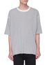 Main View - Click To Enlarge - BASSIKE - Raw edge stripe waffle knit T-shirt