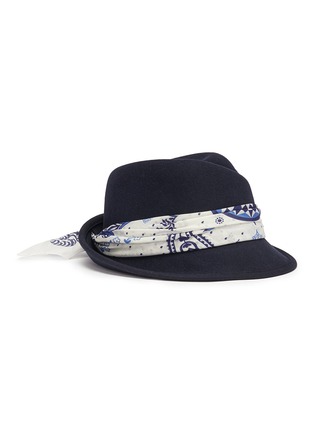 Main View - Click To Enlarge - MAISON MICHEL - 'Virginie Up' bandana scarf rabbit furfelt trilby hat