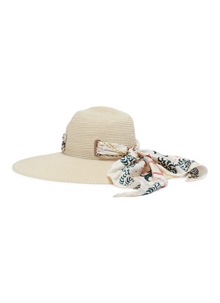 Figure View - Click To Enlarge - MAISON MICHEL - 'Virginia' bandana scarf hemp straw hat