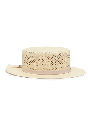 Main View - Click To Enlarge - MAISON MICHEL - 'Kiki' brisa straw openwork canotier hat