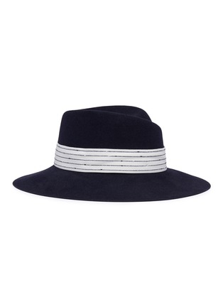 Main View - Click To Enlarge - MAISON MICHEL - 'Virginie' stripe belt rabbit furfelt fedora hat