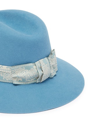 Detail View - Click To Enlarge - MAISON MICHEL - 'Henrietta' floral jacquard scarf rabbit furfelt fedora hat