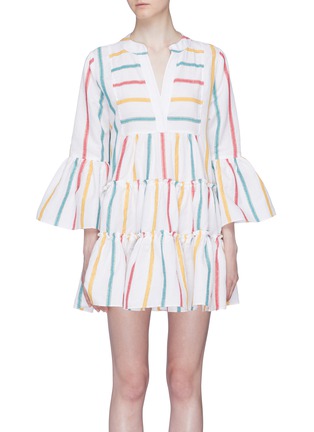 Main View - Click To Enlarge - CAROLINE CONSTAS - 'Lyssa' stripe flared tiered mini dress