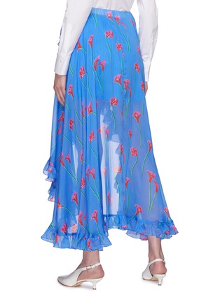 Back View - Click To Enlarge - CAROLINE CONSTAS - 'Adelle' ruffle floral print high-low silk skirt