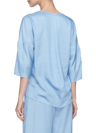 Back View - Click To Enlarge - TIBI - V-neck chambray top