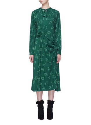 Main View - Click To Enlarge - TIBI - 'Remi' leaf print ruched dress