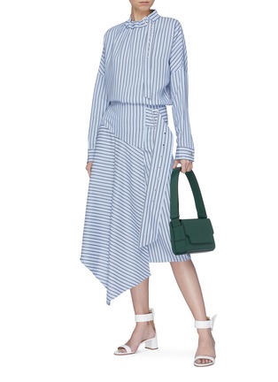 Figure View - Click To Enlarge - TIBI - Buckled mock neck stripe top