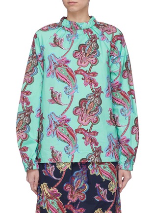 Main View - Click To Enlarge - TIBI - Paisley print ruched mock neck top