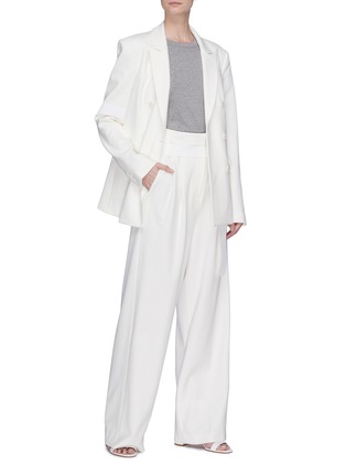 Figure View - Click To Enlarge - TIBI - 'Mora' stripe outseam wide leg paperbag suiting pants