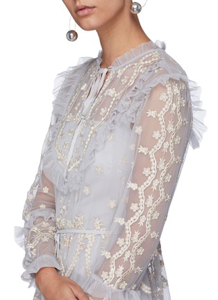Detail View - Click To Enlarge - NEEDLE & THREAD - 'Flapper' floral embroidered tulle midi dress