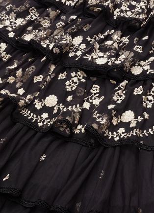  - NEEDLE & THREAD - 'Zelda' floral embroidered tiered tulle cold shoulder dress