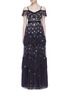 Main View - Click To Enlarge - NEEDLE & THREAD - 'Lustre' floral embellished tiered off-shoulder gown