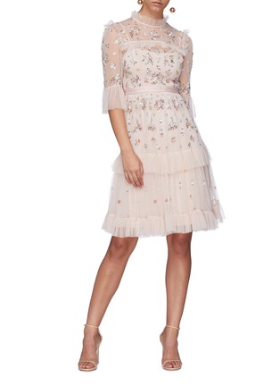 Figure View - Click To Enlarge - NEEDLE & THREAD - 'Lustre' floral embellished tiered dress